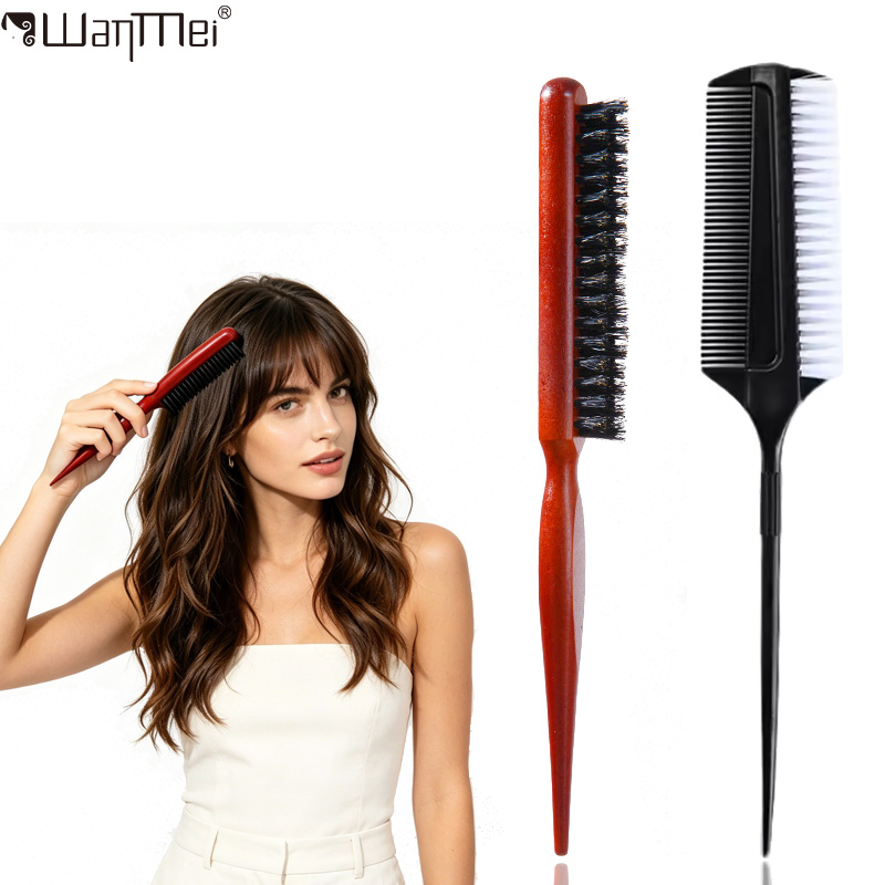 Brush Bristle Set - 2-teiliges Professionelles Haarstyling-Bürstenset mit Wildschweinborsten-Toupierbürste und