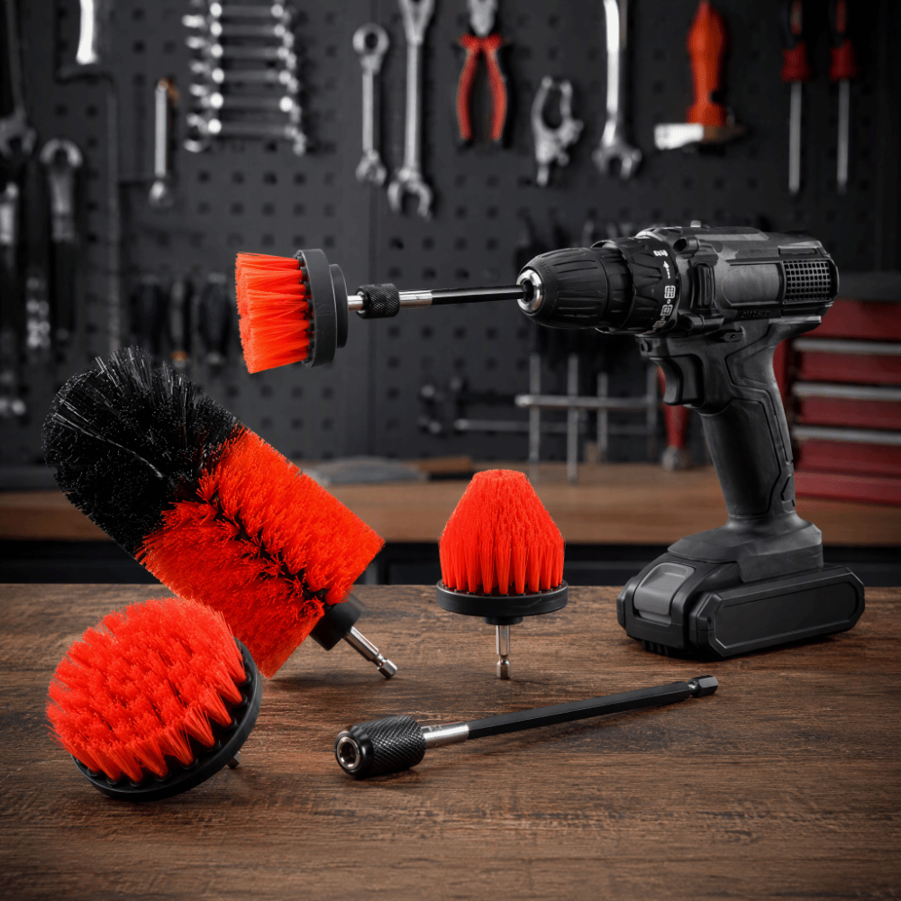 Brush Bristle Set - 5-teiliges Rundbürsten-Set mit Nylonborsten, Verlängerungsstange und