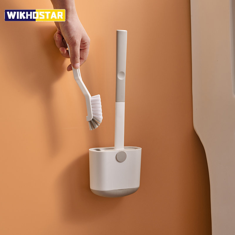 Brush Bristle Set - WIKHOSTAR Toilettenbürsten-Set, Wand-Toilettenbürste mit Abflusshalter, Silikon,